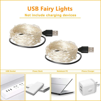 USB LED Fairy Lights – 20M 200 LED Copper Wire String