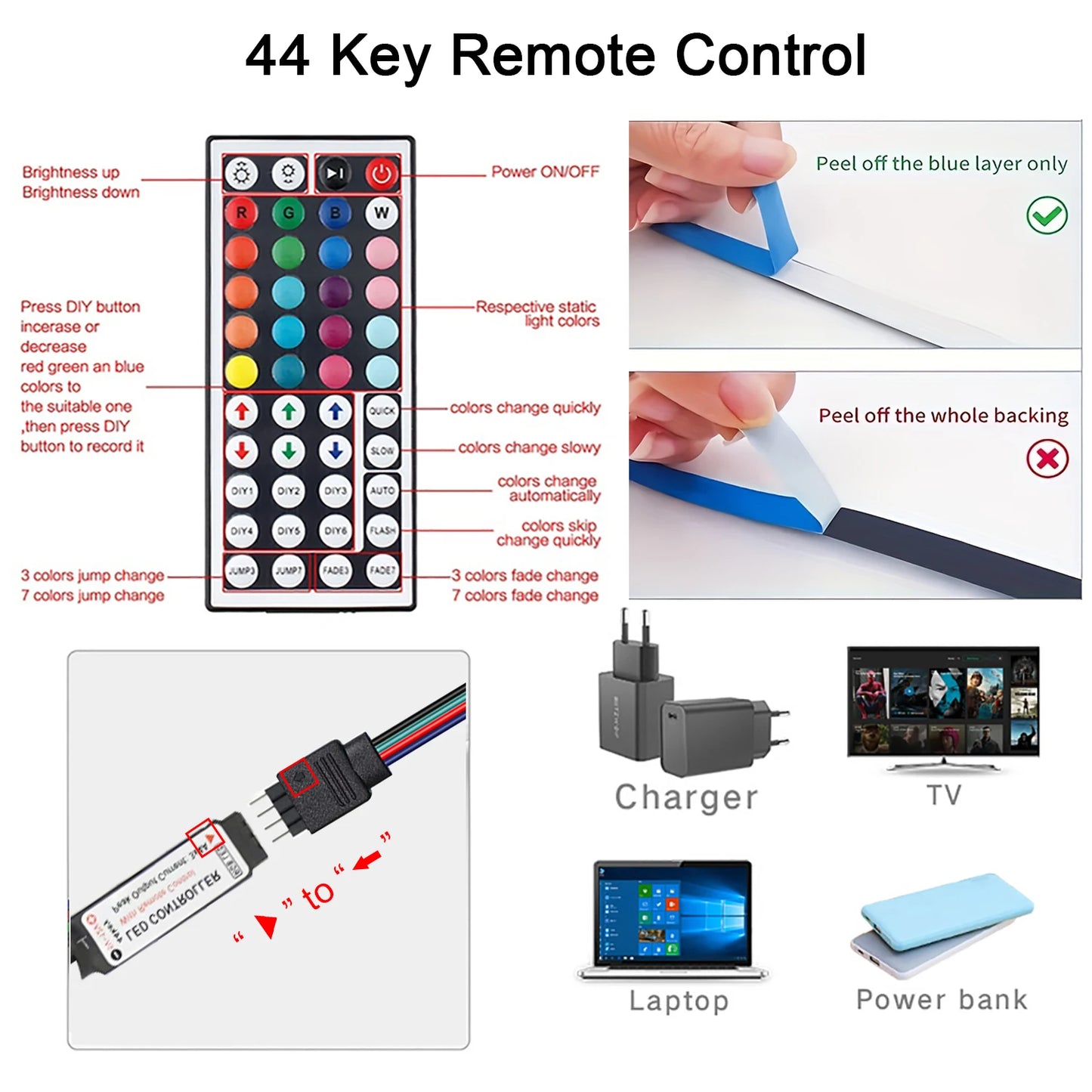 RGB LED Strip Lights with Remote